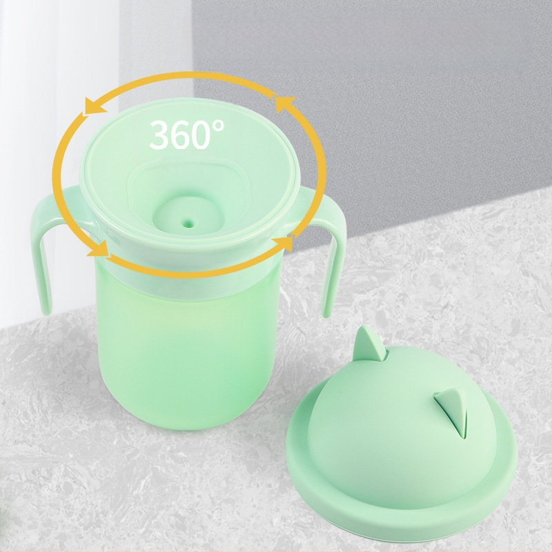 Beebi joogitops 360° kraadi beebi laste joogitops joogitops beebi lämbumisvastane tass käepidemega joogitops