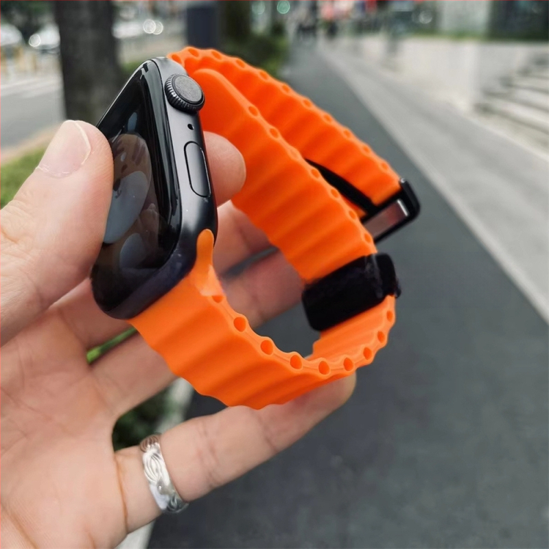 Για Apple iwatch ultra98765432 γενιάς 49 χιλιοστών θαλάσσια πτυσσόμενη αγκράφα σιλικόνης μαγνητικό λουράκι S10