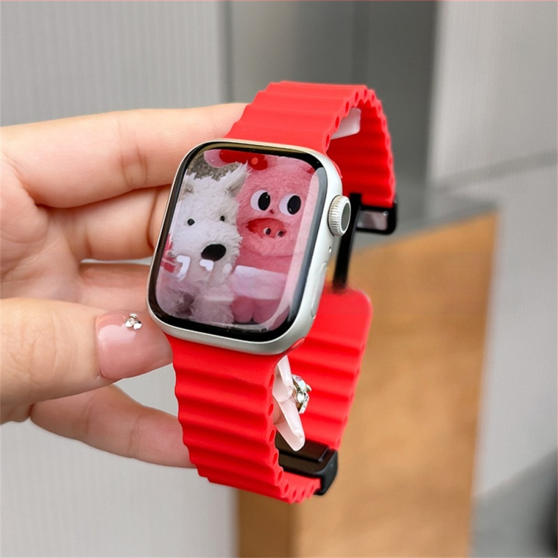 Για Apple iwatch ultra98765432 γενιάς 49 χιλιοστών θαλάσσια πτυσσόμενη αγκράφα σιλικόνης μαγνητικό λουράκι S10