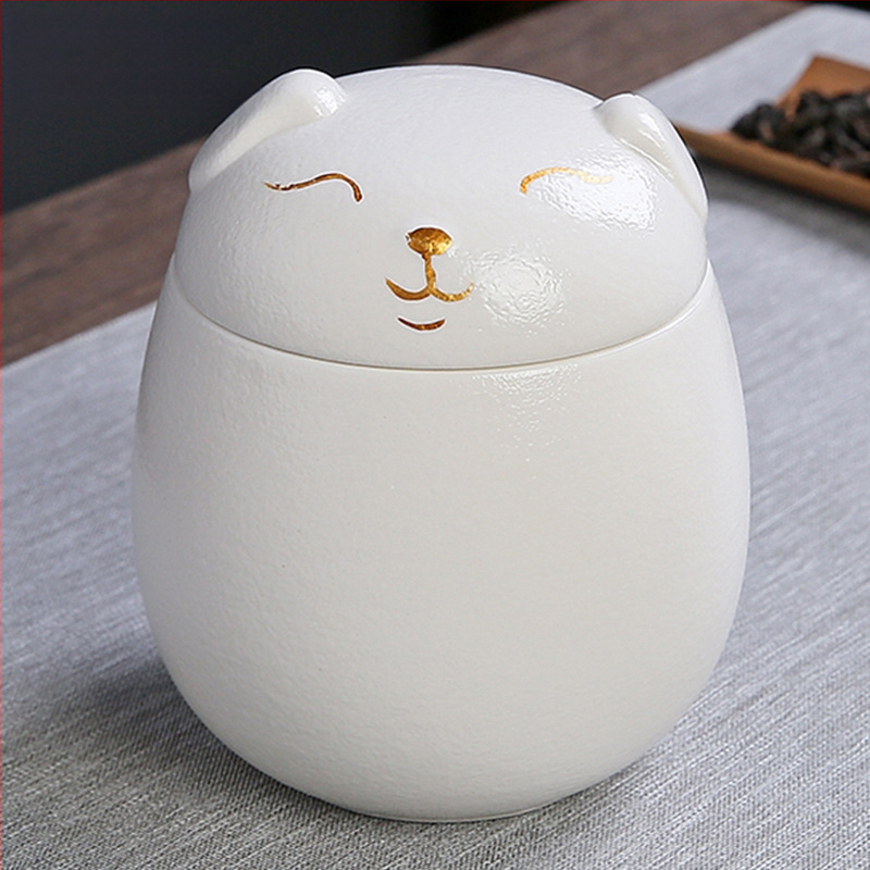 Lucky Cat kerámia teáskanna hordozható nedvességálló tárolóedény kis méretű aszalt gyümölcsös üveg kreatív aranyos kutyaasztal dekoráció