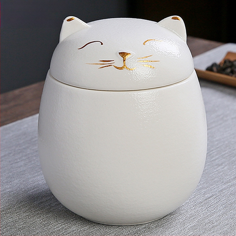 Lucky Cat kerámia teáskanna hordozható nedvességálló tárolóedény kis méretű aszalt gyümölcsös üveg kreatív aranyos kutyaasztal dekoráció