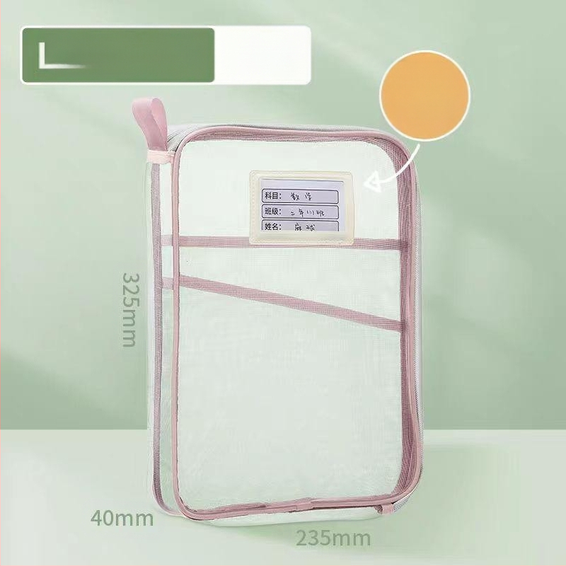 L-kujuline suure avaga testpaberi hoiukott suure mahutavusega testpaberi hoiukott õppematerjalide hoiukott võrgust kaasaskantav failikott hulgimüük