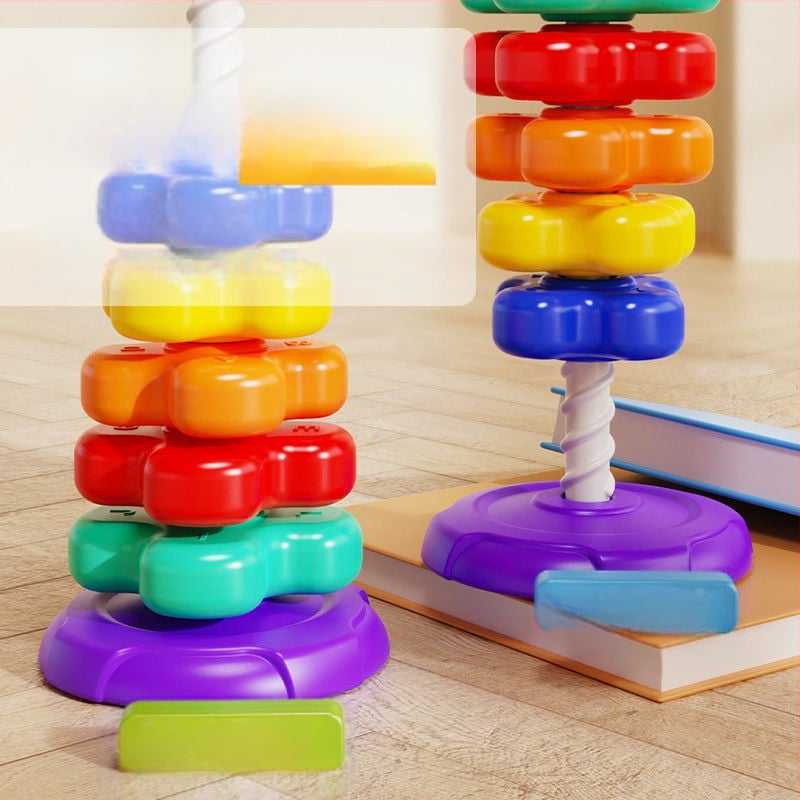 0-3 gadus vecu bērnu agrīnās izglītības rotaļlietas Varavīksnes vērpējs Jenga krāsains zīdaiņu bērnu izglītojošais vērpējs