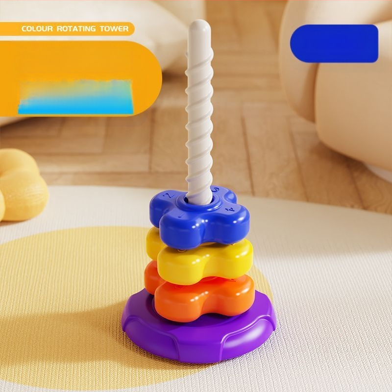0-3 gadus vecu bērnu agrīnās izglītības rotaļlietas Varavīksnes vērpējs Jenga krāsains zīdaiņu bērnu izglītojošais vērpējs