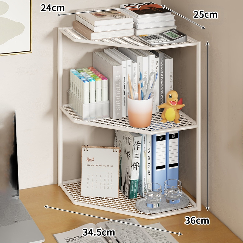 Lauakujuline kolmnurkne raamaturiiul, nurgariiul, kontorilaua mitmekihiline väike nurgalehvikukujuline raamaturiiul