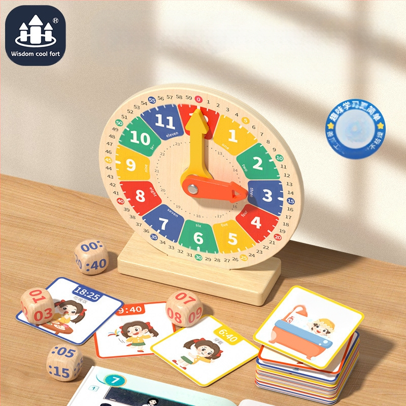 Laste digitaalne kell õppevahendid puidust kella mudel mänguasi lasteaia hariduslik õppimisaeg äratuskell mõistmine