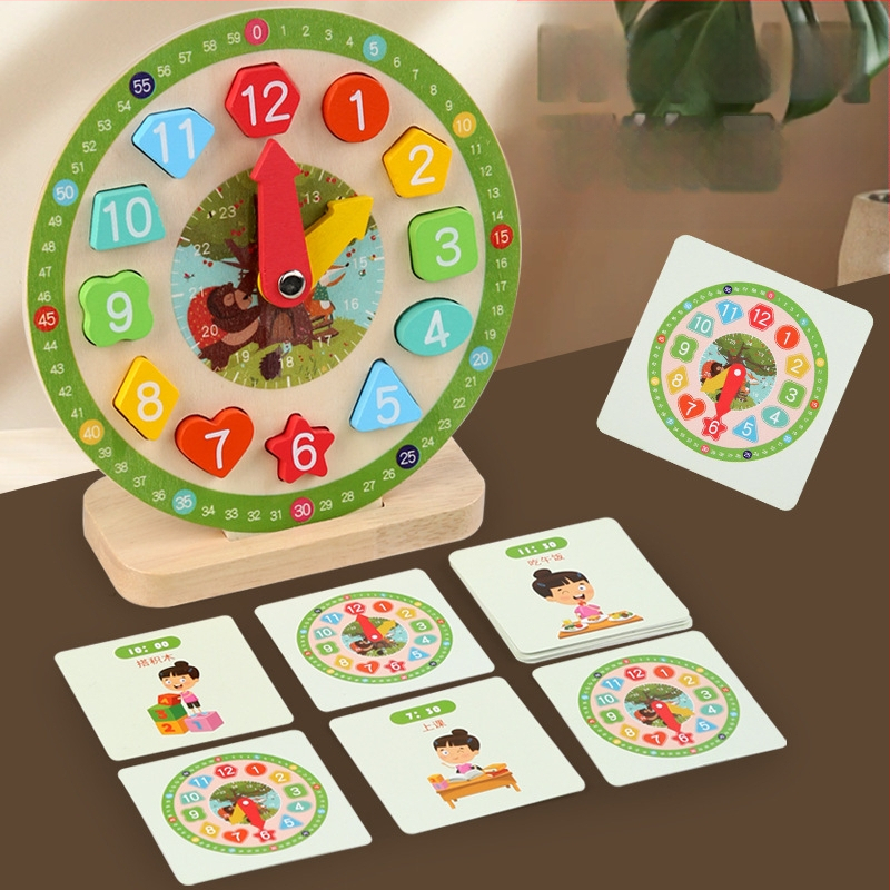 Laste digitaalne kell õppevahendid puidust kella mudel mänguasi lasteaia hariduslik õppimisaeg äratuskell mõistmine