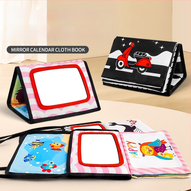 Πολυδιάστατος Διαφωτισμός Haha Καθρέφτης Υφασμάτινο Βιβλίο Παιχνίδι Χρώμα Ζώων Αγγλικά Γνωστικό 0-3 Ετών Μωρό Πτυσσόμενο Γραφείο Ημερολόγιο Υφασμάτινο Βιβλίο
