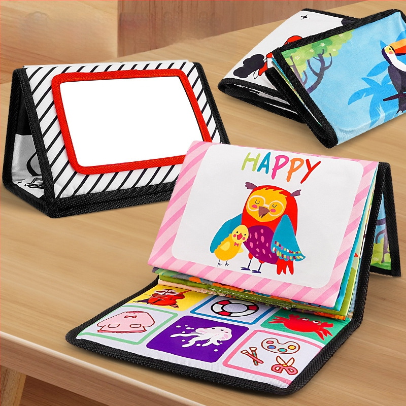 Πολυδιάστατος Διαφωτισμός Haha Καθρέφτης Υφασμάτινο Βιβλίο Παιχνίδι Χρώμα Ζώων Αγγλικά Γνωστικό 0-3 Ετών Μωρό Πτυσσόμενο Γραφείο Ημερολόγιο Υφασμάτινο Βιβλίο