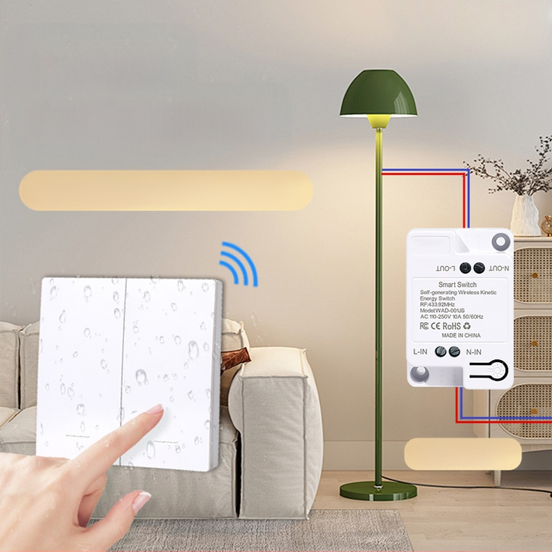 Savaime generuojantis belaidis jungiklis buitiniam vieno valdymo į dviejų valdymo daugiafunkciniam valdymui be laidų atsitiktinis be pastos be baterijų lengvas paspaudimas