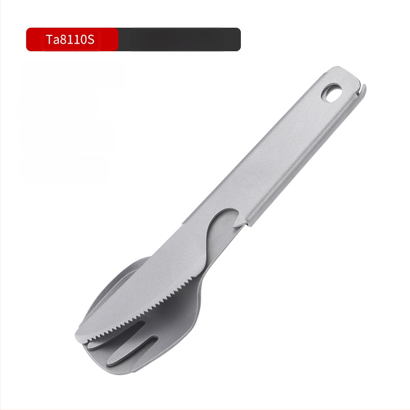 Gryno titano ryžių šaukštas Kempingo peilis ir šakutė Šaukštų rinkinys Daugiafunkcis trijų dalių rinkinys Titano šakutės Titano šaukštas Titano peilis Titano stalo įrankiai