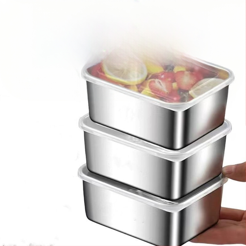 Komercinio kiosko šaldytuvo iškylų sandarinimo speciali nerūdijančio plieno traškesnių maisto produktų dėžutė su dangteliu pietų dėžutės laikymo dėžutė