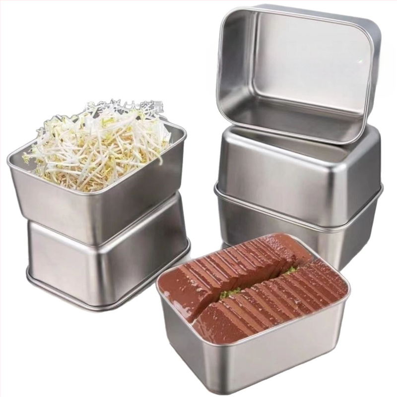 Komercinio kiosko šaldytuvo iškylų sandarinimo speciali nerūdijančio plieno traškesnių maisto produktų dėžutė su dangteliu pietų dėžutės laikymo dėžutė