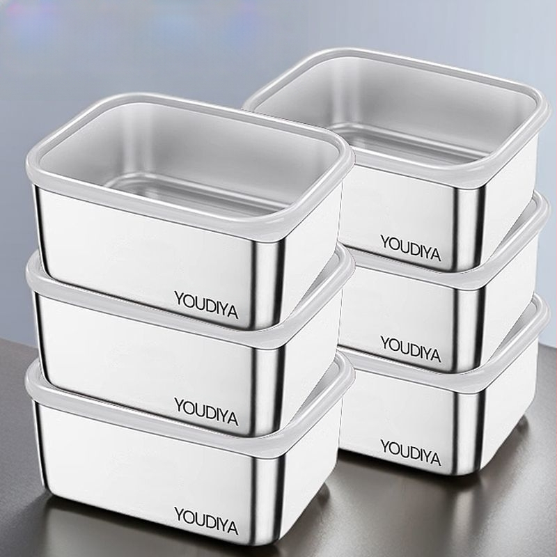 Komercinio kiosko šaldytuvo iškylų sandarinimo speciali nerūdijančio plieno traškesnių maisto produktų dėžutė su dangteliu pietų dėžutės laikymo dėžutė