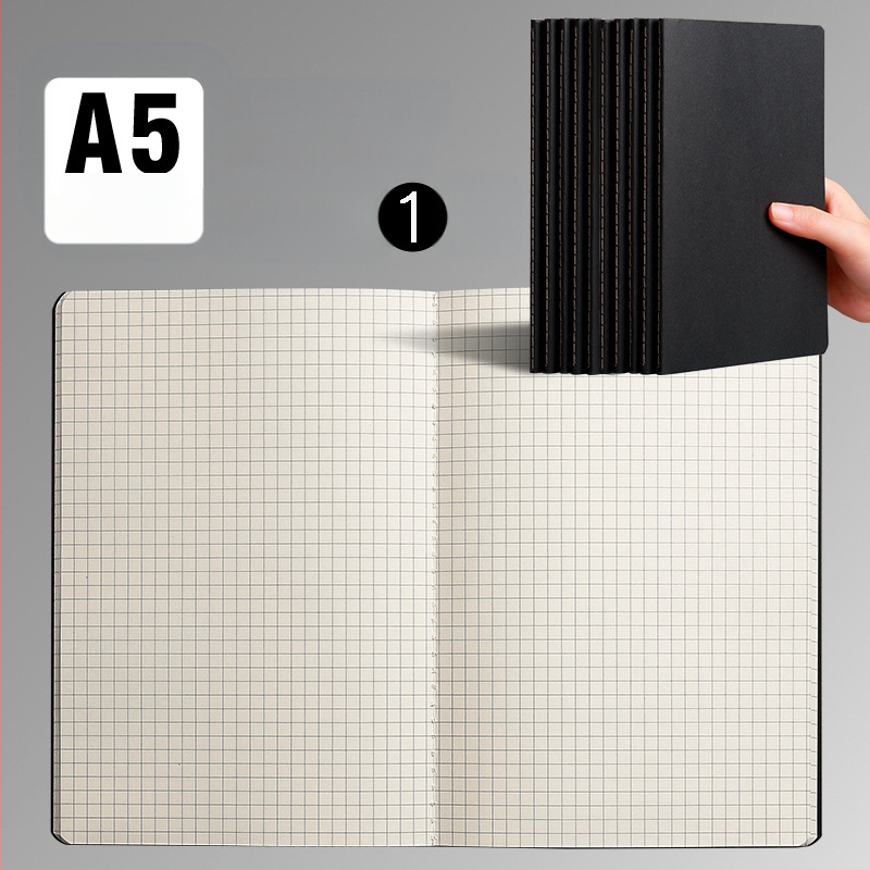 B5 lehmanahast kodutööde vihik A5 trükkimata musta kaardi märkmik horisontaalsete võrkudega tühi trükkimata lehmanahast raamatu hulgimüük