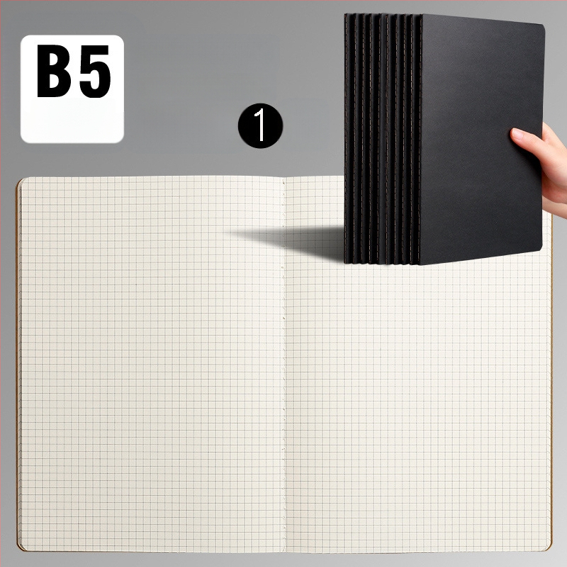 B5 lehmanahast kodutööde vihik A5 trükkimata musta kaardi märkmik horisontaalsete võrkudega tühi trükkimata lehmanahast raamatu hulgimüük