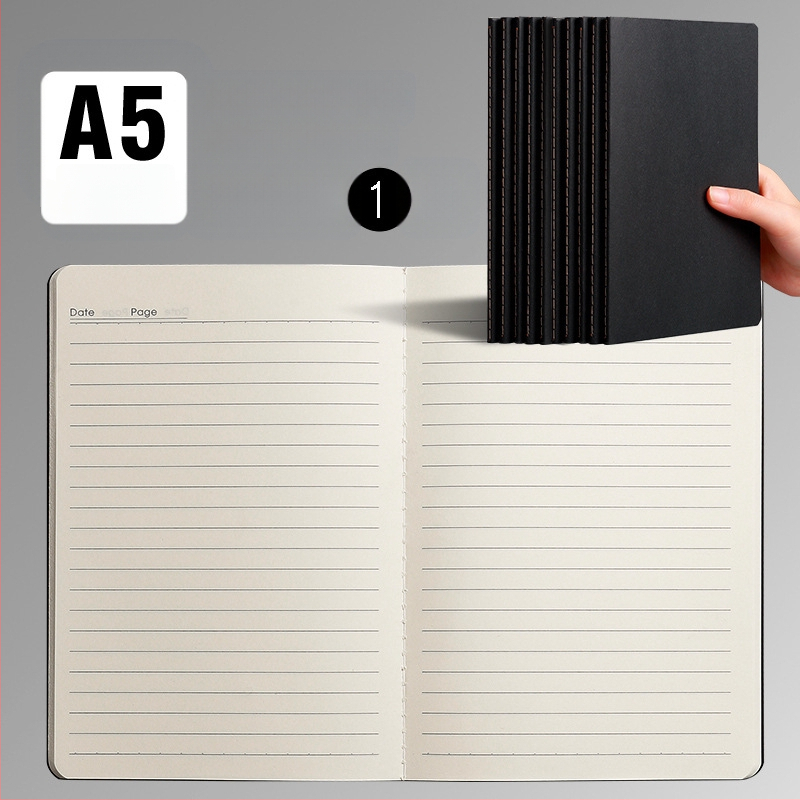 B5 lehmanahast kodutööde vihik A5 trükkimata musta kaardi märkmik horisontaalsete võrkudega tühi trükkimata lehmanahast raamatu hulgimüük