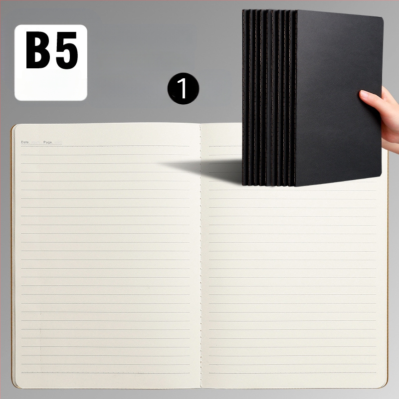 B5 lehmanahast kodutööde vihik A5 trükkimata musta kaardi märkmik horisontaalsete võrkudega tühi trükkimata lehmanahast raamatu hulgimüük