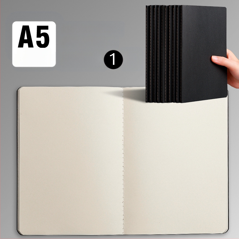 B5 lehmanahast kodutööde vihik A5 trükkimata musta kaardi märkmik horisontaalsete võrkudega tühi trükkimata lehmanahast raamatu hulgimüük