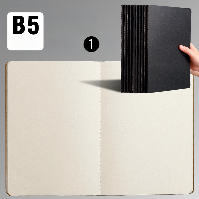 B5 lehmanahast kodutööde vihik A5 trükkimata musta kaardi märkmik horisontaalsete võrkudega tühi trükkimata lehmanahast raamatu hulgimüük