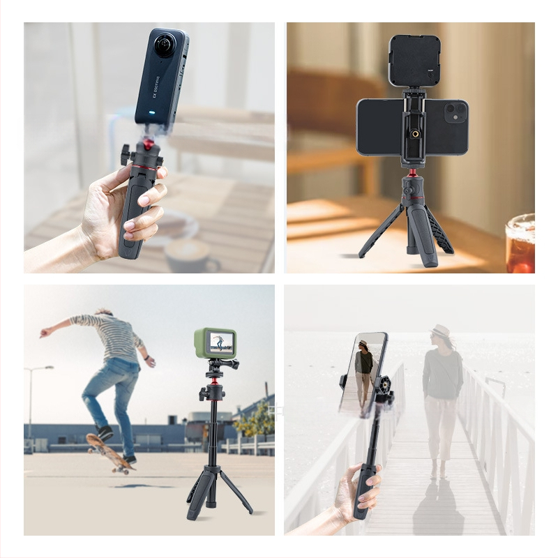 Lauaarvuti pikendusega statiiv kaasaskantav mini mobiiltelefoni kaamera peeglita otseülekande vlogi kronstein kolmeastmeline teleskoop-selfipulk