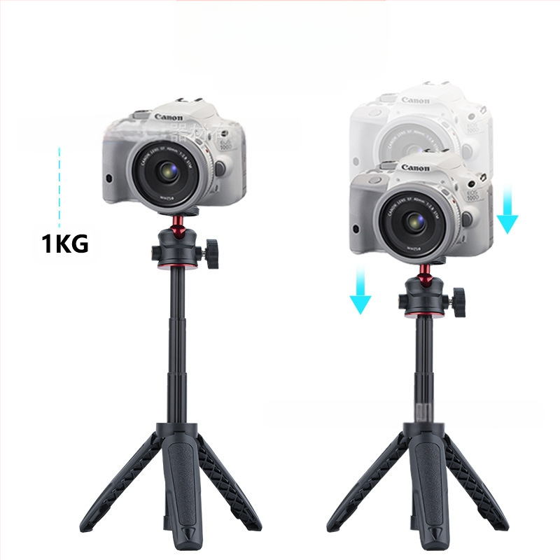 Lauaarvuti pikendusega statiiv kaasaskantav mini mobiiltelefoni kaamera peeglita otseülekande vlogi kronstein kolmeastmeline teleskoop-selfipulk