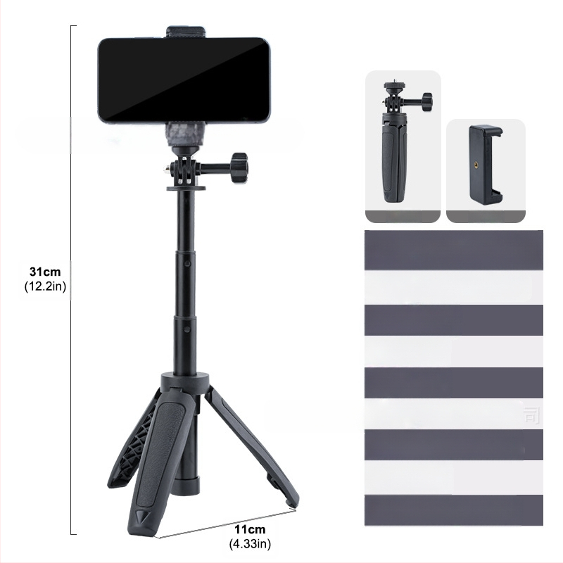 Lauaarvuti pikendusega statiiv kaasaskantav mini mobiiltelefoni kaamera peeglita otseülekande vlogi kronstein kolmeastmeline teleskoop-selfipulk