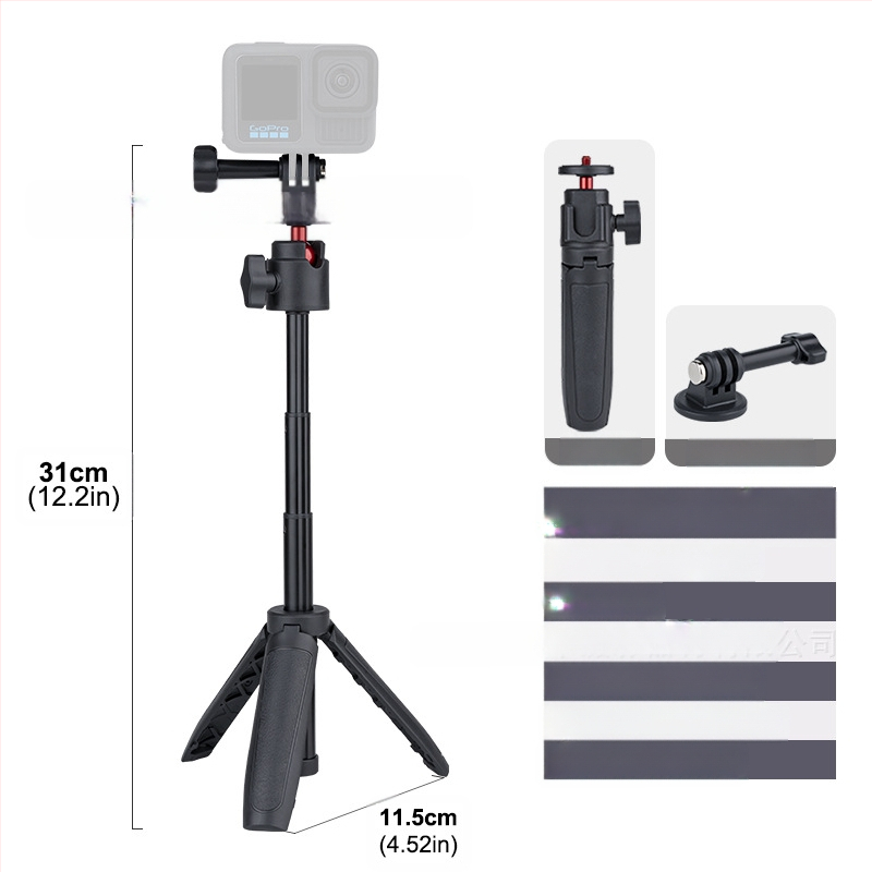 Lauaarvuti pikendusega statiiv kaasaskantav mini mobiiltelefoni kaamera peeglita otseülekande vlogi kronstein kolmeastmeline teleskoop-selfipulk