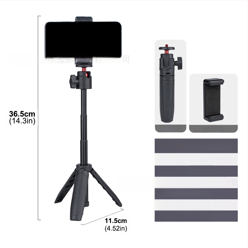 Lauaarvuti pikendusega statiiv kaasaskantav mini mobiiltelefoni kaamera peeglita otseülekande vlogi kronstein kolmeastmeline teleskoop-selfipulk