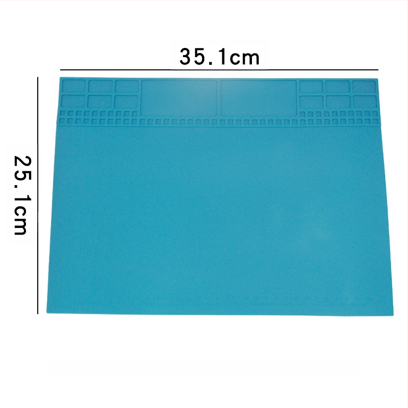 Datora un mobilā tālruņa remonta darbagalds ar magnētisku siltumizolācijas paliktni, silikona augstas temperatūras izturīgs galda paliktnis, karstā gaisa pistoles metināšanas galda paliktnis