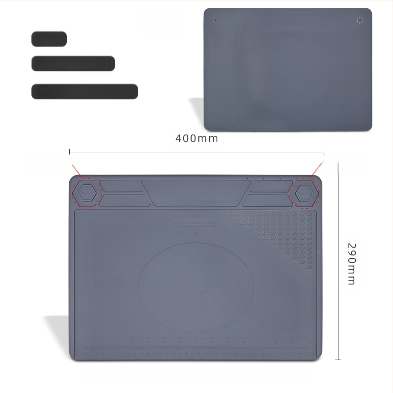 Datora un mobilā tālruņa remonta darbagalds ar magnētisku siltumizolācijas paliktni, silikona augstas temperatūras izturīgs galda paliktnis, karstā gaisa pistoles metināšanas galda paliktnis