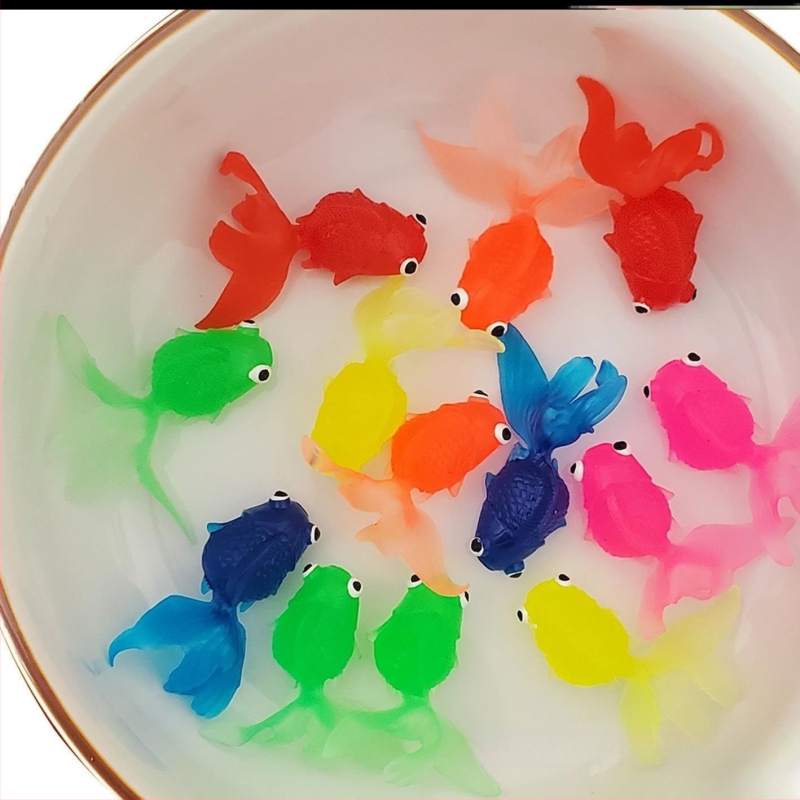 Ujuv kalamänguasi beebidele alushariduse lastele kuldkala võrgutasku silikoonist väike kala pehme kummist loom piiriülene eksport