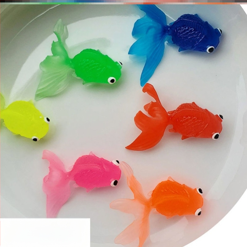 Ujuv kalamänguasi beebidele alushariduse lastele kuldkala võrgutasku silikoonist väike kala pehme kummist loom piiriülene eksport