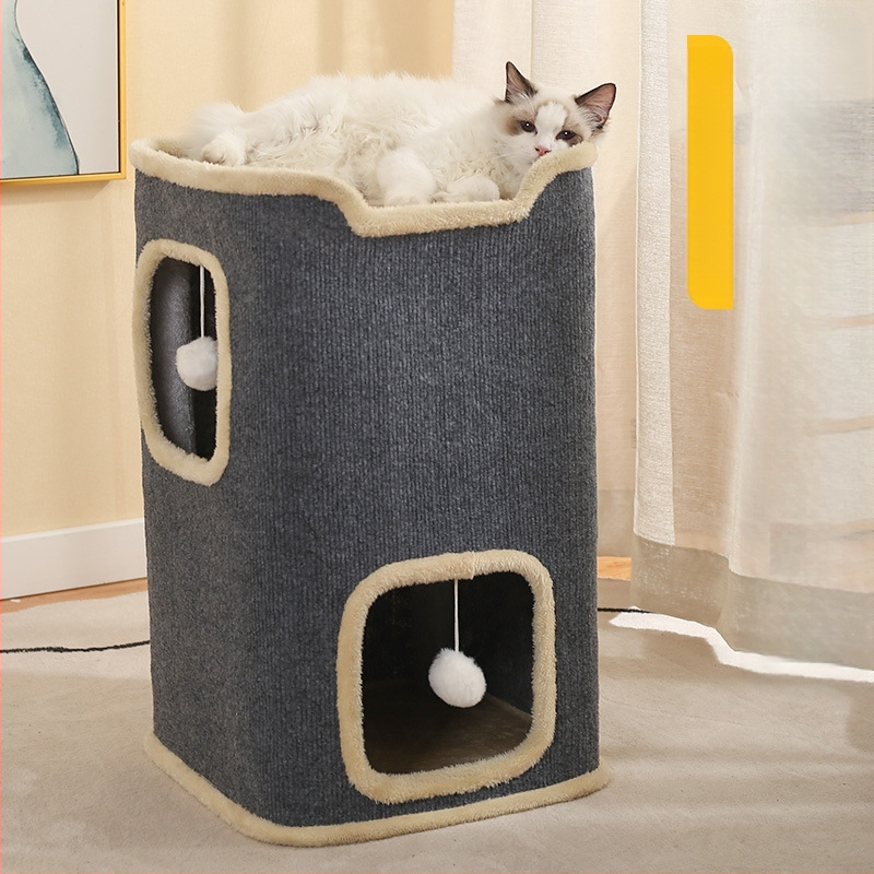 Katės laipiojimo rėmas, šiltas žieminis daugiasluoksnis katės lizdas, linksmas medžio skylė iš sizalio kibiro, kačių namelis, naminių gyvūnėlių reikmenys, žaislinis katės lizdas, kibiras