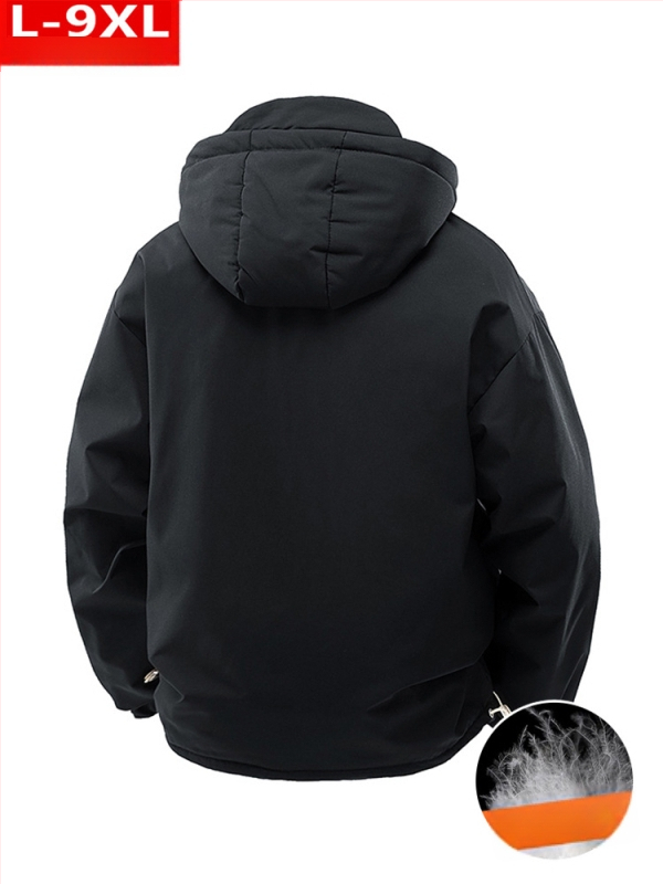 Ziemas moderna, kvalitatīva vīriešu trīsdimensiju dūnu jaka ar lielu izmēru, liela izmēra, brīva, aukstumizturīga, silta, kapuce