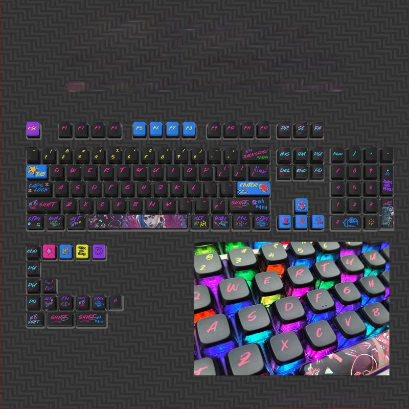 Pudding neljapoolne poolläbipaistev värviline sublimatsiooniklahvistik kohandatud mehaanilise klaviatuuri poolläbipaistva trükikomplekti Kuromi klahvistikud