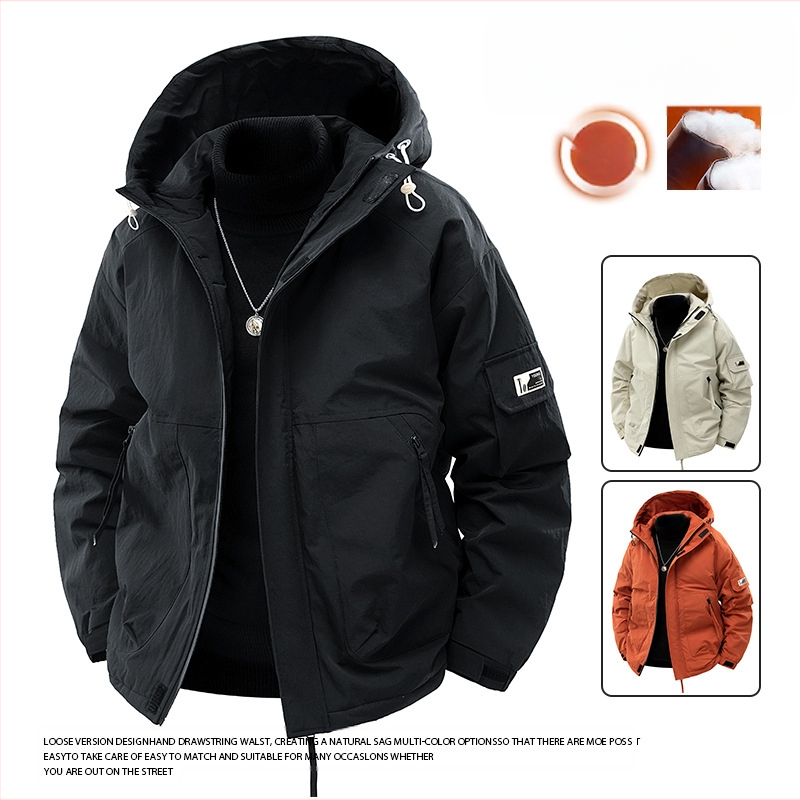 Meeste sügis- ja talvetuulekindel soe moekas ja kena universaalne vabaaja puuvillase polstriga jope Meeste pluss-suuruses lahtine puuvillase polstriga mantel