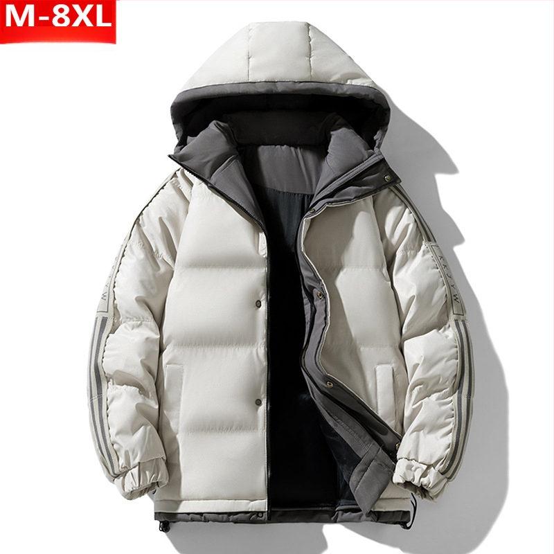 Talvine trendikas Hongkongi stiilis meeste nägus kapuutsiga puuvillase polsterdusega mantel, lihav, suur suurus, pluss paksendatud soe puuvillase polsterdusega jakk, meeste mantel