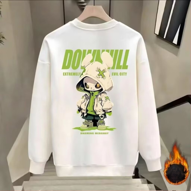 Meeste eristuv vabaaja kapuutsita trükiga trendikas brändi dressipluus, kõrgekvaliteediline ümara kaelusega, kitsa lõikega noorte pikkade varrukatega pluus