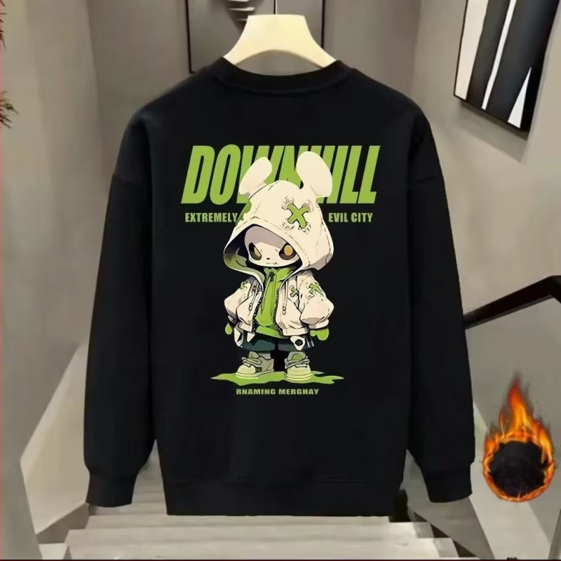 Meeste eristuv vabaaja kapuutsita trükiga trendikas brändi dressipluus, kõrgekvaliteediline ümara kaelusega, kitsa lõikega noorte pikkade varrukatega pluus