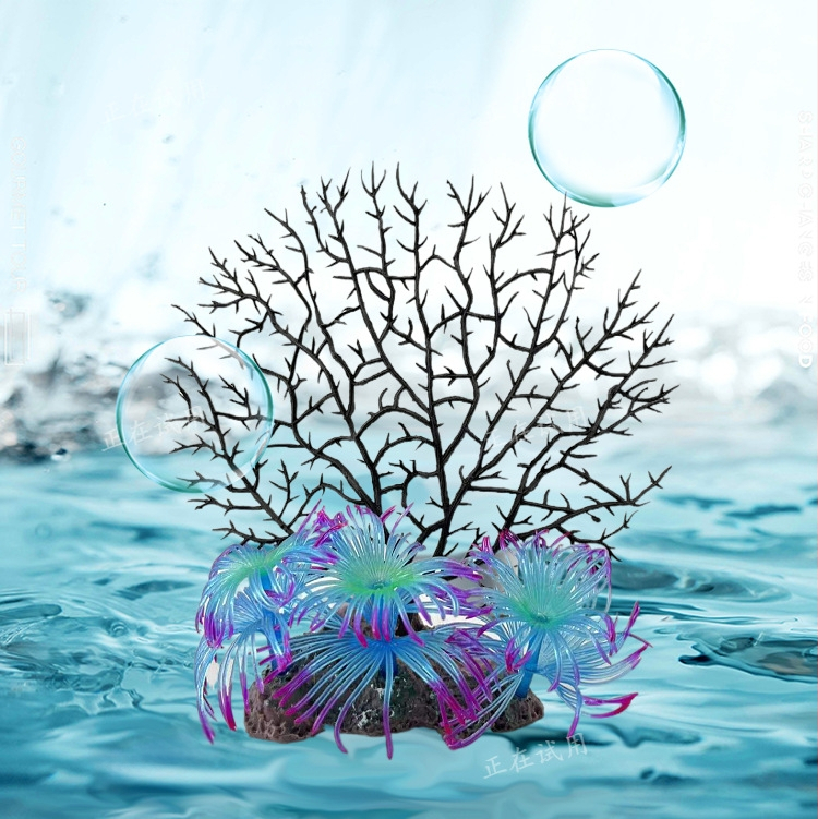 Akvaariumi akvaariumi maastik korallioksaga koore simulatsioon võltsveetaimed mereveepaagi kaunistus merevaate teema stseen