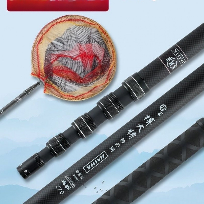 X9G naujas trumpos rankenos anglies pluošto didelių žuvų graibšto meškerės padėties nustatymo meškerė, sustorinta itin kieta teleskopinė