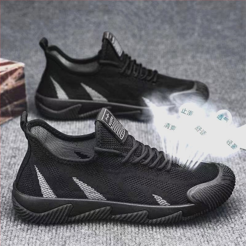 Meeste kingad Suvised hingavad õhukesed võrkkangast kootud võrkkingad Meeste tööohutus pehme tallaga libisemiskindlad spordijalatsid