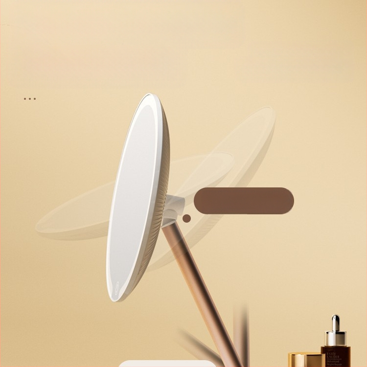 Kaheteljeline meigipeegel lambiga, lauaarvuti, üliõpilaselamu, kodukontor, LED-ilmpeegel pöörlev