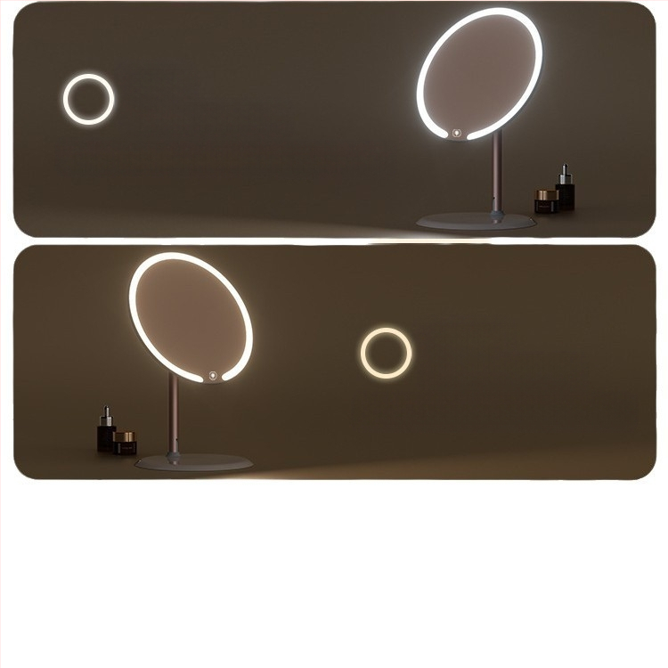 Kaheteljeline meigipeegel lambiga, lauaarvuti, üliõpilaselamu, kodukontor, LED-ilmpeegel pöörlev