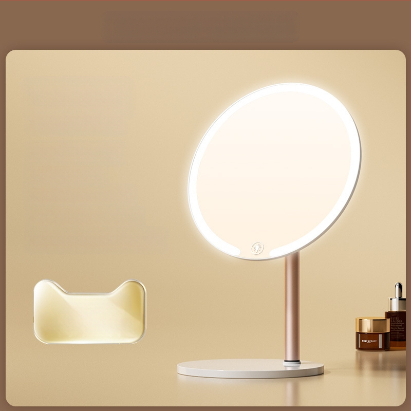 Kaheteljeline meigipeegel lambiga, lauaarvuti, üliõpilaselamu, kodukontor, LED-ilmpeegel pöörlev