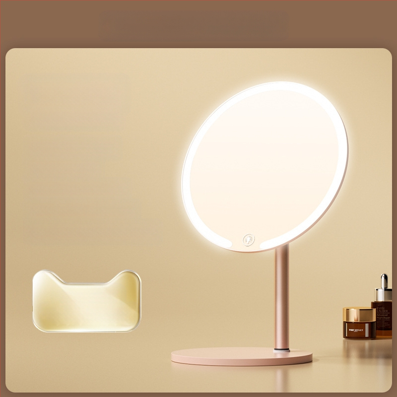 Kaheteljeline meigipeegel lambiga, lauaarvuti, üliõpilaselamu, kodukontor, LED-ilmpeegel pöörlev