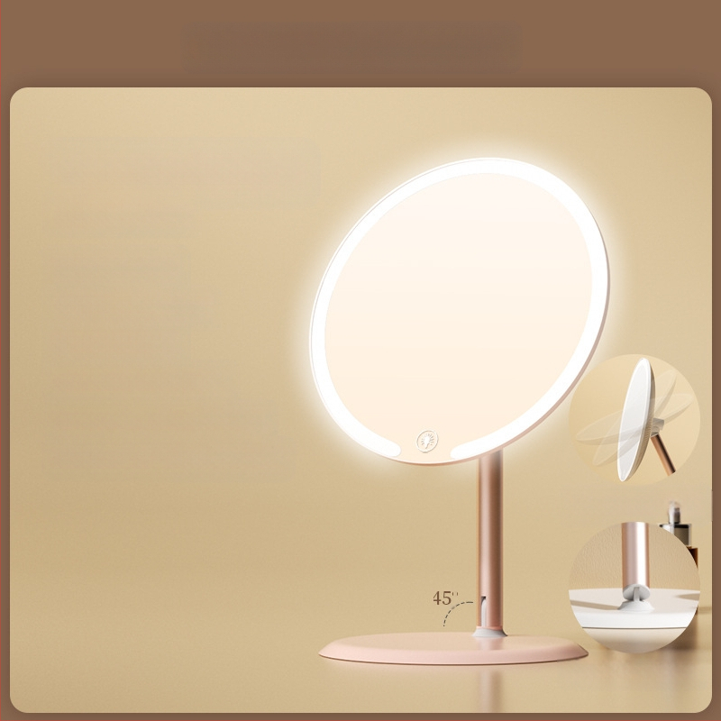 Kaheteljeline meigipeegel lambiga, lauaarvuti, üliõpilaselamu, kodukontor, LED-ilmpeegel pöörlev