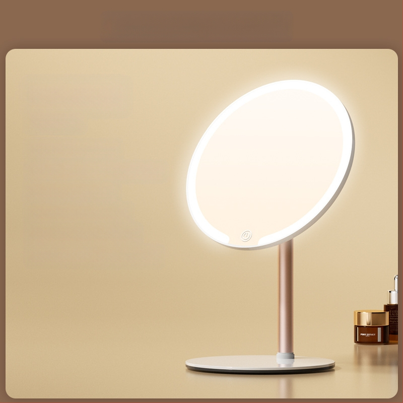 Kaheteljeline meigipeegel lambiga, lauaarvuti, üliõpilaselamu, kodukontor, LED-ilmpeegel pöörlev