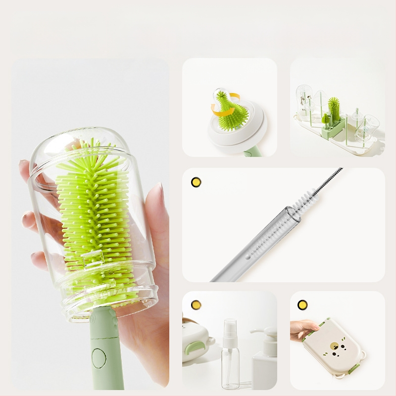 beeshum kaasaskantav pudelipuhastushari silikoonist tööriistakomplekt vastsündinu lutipuhastuseks spetsiaalne